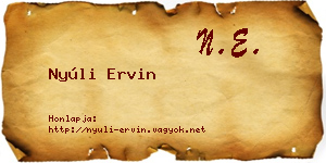 Nyúli Ervin névjegykártya